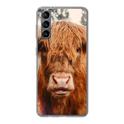 Produktbild von MuchoWow® Handyhülle Schutzhülle Hülle für Samsung Galaxy S21 Kuh - Schottischer Hochländer - Hörner - Braun - Landschaft Silikon Softcase Handy Hülle - Softcase