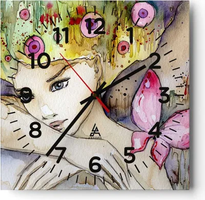 Produktbild von Wanduhr - Quadrat - Glasuhr - Frau modern - 40x40cm - Schleichendes Uhrwerk - Lautlos - zum Aufhängen bereit - Dekoration Modern - Wanddekoration aus Glas - C4AC40x40-3554