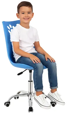 Zdjęcie produktu dla Krzesło biurowe Springos® Krzesło obrotowe Niebieskie Ergonomiczne krzesło dziecięce z regulacją wysokości