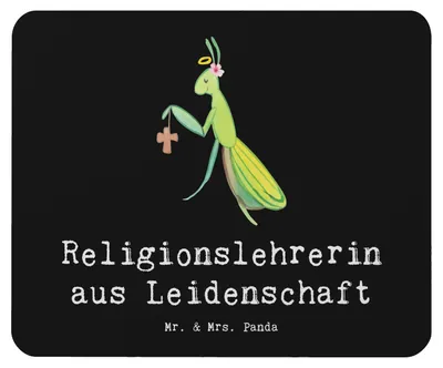 Produktbild von Mr. & Mrs. Panda Mouse Pad Religionslehrerin Leidenschaft - Schwarz - Geschenk, Spruch, Lustig, Grundschule, Mauspad, Witzig, laptop mousepad, mausteppich