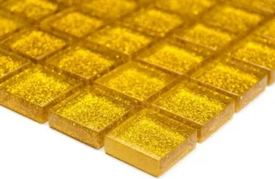 Produktbild von Handmuster Mosaik Fliese Transluzent Glasmosaik Crystal gold gehämmert MOS70-0707_m