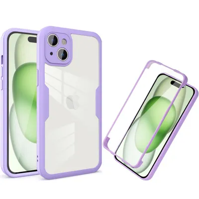 Immagine prodotto di Custodia per iPhone 15 Plus, protezione completa a 360° con protezione del display incorporata Viola