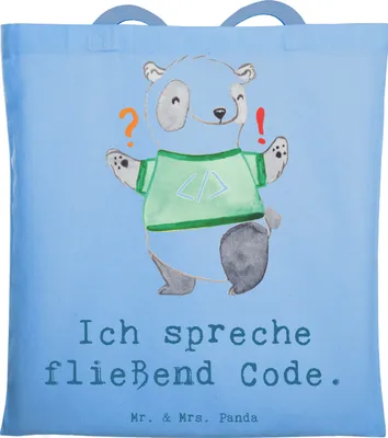 Produktbild von Mr. & Mrs. Panda Einkaufstasche Code Meister - Sky Blue - Geschenk, Beruf, Berufsleben, Softwareentwicklung, dokumententasche, Berufsalltag, Softwareentwickler, Debugging
