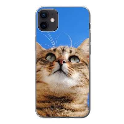 Produktbild von MuchoWow® Handyhülle Schutzhülle Hülle für iPhone 12 mini Katze - Braun - Luft - Mädchen - Jungen - Kinder Silikon Softcase Handy Hülle - Bild