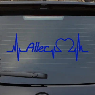 Produktbild von Heckscheibenaufkleber Aller Herzschlag Puls Fluss Wasser Liebe 55x18 cm Dunkelblau Auto Aufkleber Sticker