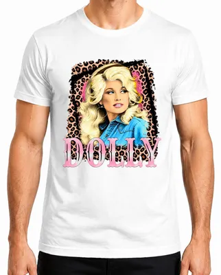 Obrázok produktu pre Tričko s potlačou Dolly Parton, country hudobná legenda, westernová speváčka, motív "Cowgirl", pánske, biela farba, veľkosť L