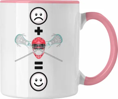 Produktbild von Trendation - Lacrosse Tasse Geschenk für Lacrosse-Spieler Lustige Geschenkidee :( + Lacrosse = :) Geburtstag (Rosa)