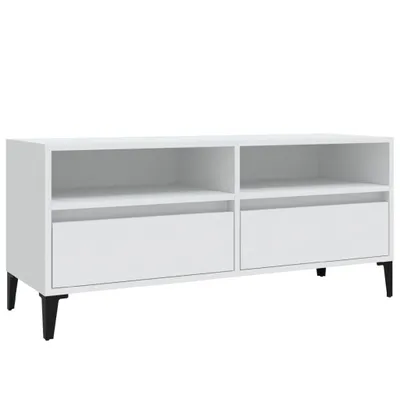 Image de vidaXL Armoire TV blanche 100x34,5x44,5 cm Bois composite