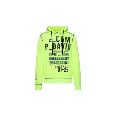 Produktbild von Camp David Herren Hoodie mit Struktur und Logo Artwork Neon Lime L