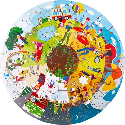 Produktbild von Bigjigs Toys Rundes Bodenpuzzle Vier Jahreszeiten 50 Teile