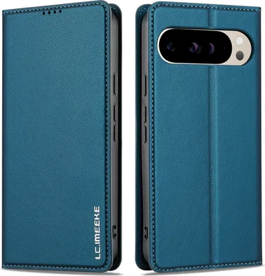 Obrázek produktu pro Magnetické flipové kožené pouzdro pro Google Pixel 9 /Pixel 9 Pro, s přihrádkou na karty a funkcí stojánku Modrá