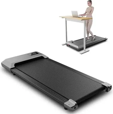 Image de Tapis roulant de bureau - Walking Pad - Surface de course 39 × 90 cm - jusqu'à 6 km/h - Moteur 2,2 CV/1641 W - Capacité de charge 136 kg - Bluetooth et écran - Gris