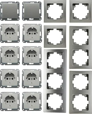 Produktbild von DELPHI Starter-Kit, 16-tlg "PRO", Silber8x Steckdose, 2x Schalter, Klemmanschluß