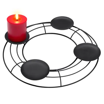 Image de Porte-bougies de l'Avent en noir avec 4 assiettes - env. 30 x 3 cm
