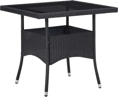 Produktbild von ZMH Garten-Esstisch Schwarz Poly Rattan und Glas