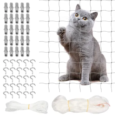 Produktbild von Nizirioo 6 x 3 m Katzennetz für Balkon Katzennetz Katzengitter Katzenschutznetz Fenster Katzennetz Fenster Ohne Bohren Transparentes Katzennetz für Balkon für Katzen zur Sicherung von Balkon, Fenstern
