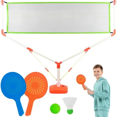 Obrázok produktu pre Detská súprava na plážový tenis so sieťou, 2 rakety na plážový tenis, 2 loptičky a 1 sieť - hračka s raketou pre deti a dospelých - vonkajšia hra na pláži od 3 rokov