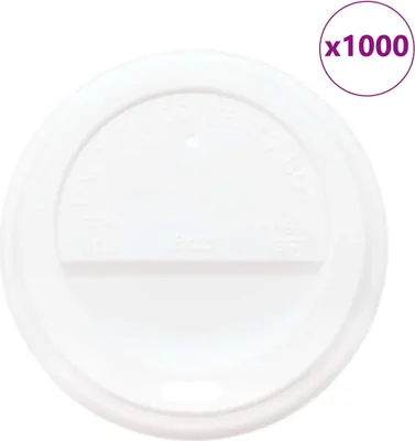 Obrázek produktu pro vidaXL Víčka na papírové kelímky Ø80 mm 8oz 1000 ks. Bílý plast