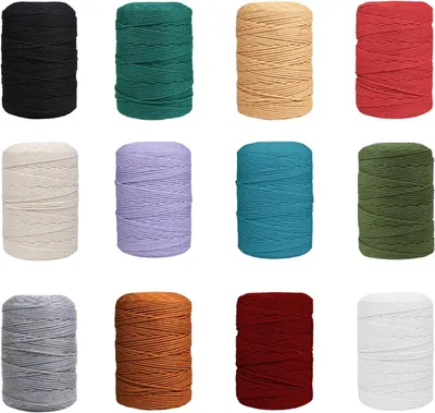 Productafbeelding van Macramé garen 3 mm x 30 m - 12 katoenen garen - Katoenen touw - Katoenen koord - Macramé garen voor doe-het-zelf handwerk - Plantenhangers