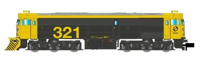 Produktbild von Arnold Diesellokomotive 321-025, mit Schneepflug, gelb-graue Farbgeb RENFE , Ep.