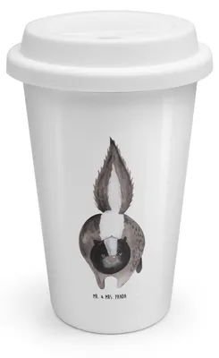Produktbild von Mr. & Mrs. Panda Thermobecher Stinktier Angriff - Weiß - Geschenk, ToGo Kaffeebecher, Drohung, Thermokaffeebecher, Coffee To Go Becher, Wildtier, Raubtier, Skunk, wütend