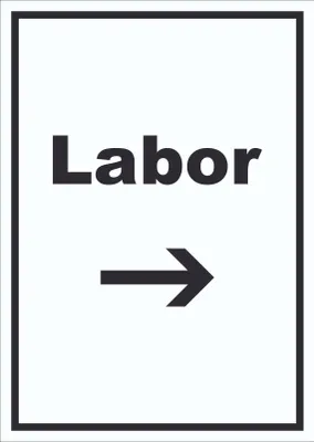Produktbild von Labor Schild mit Text und Richtungspfeil rechts untersuchen forschen hochkant A1 (594x841mm)