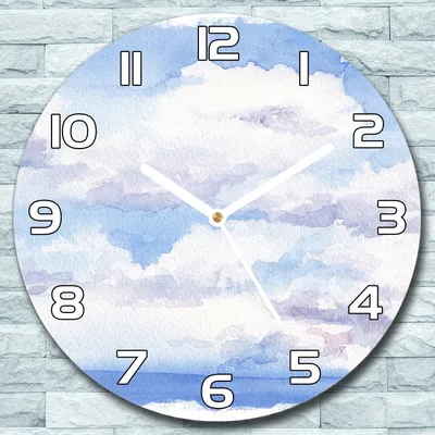 Produktbild von Wanduhr aus Glas Rund fi 30 Aquarell Himmel Quarz Deko Schlafzimmer Büro