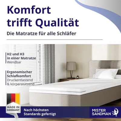 Produktbild von Kaltschaummatratze 140x200cm - 18cm Höhe, 7-Zonen, Härtegrad H2/H3, ergonomisch und allergikerfreundlich, waschbarer Bezug