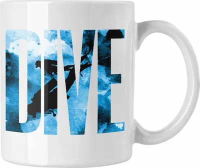 Produktbild von Trendation - Tauchen Tasse Geschenk DIVE Taucher Geschenkidee Tauchlehrer (Weiß)