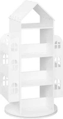 Productafbeelding van Draaibaar kinderboekenrek - Massief hout - 3 lagen - 360° draaibaar - Vrijstaand boekenrek met zijvakken - Multifunctionele opbergoplossing - Geschikt voor kinderkamers, woonkamers of kantoren