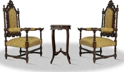 Produktbild von Casa Padrino Barock Thronstuhl Set mit Beistelltisch - Antik Wohnzimmer Möbel