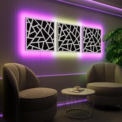 Obrázek produktu pro Sada 3 ks akustických LED panelů s RGB podsvícením pro Echo Control | Zvukově izolační panely s podsvícením | 3x SKYROSS – samostatně | Bílá