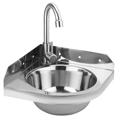 Produktbild von Edelstahl Eckwaschbecken für Badezimmer und Garage 26 x 26 cm