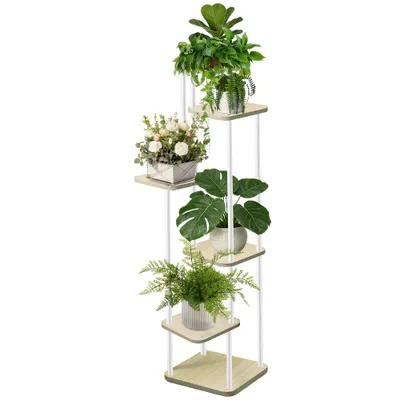 Produktbild von Blumenständer Hoch aus Metall und Holz,Pflanzenständer mit 6 Ebenen,Pflanzenregal für Innenbereich,Blumentreppe Blumenregal für Wohnzimmer/Balkon
