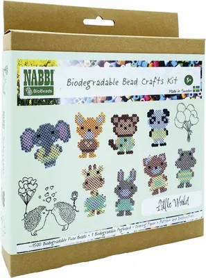 Produktbild von Nabbi® BioBeads Ø 5mm, Little World Set, 1.500 Stk., 1 Legeplatte