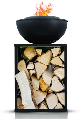 Produktbild von Edenoutdoor Feuerschale, Feuerstelle, 2 in 1, BBQ-Funktion, Raucharme Feuerkorb, Feuertonne, Holzofen, Deko Terrasse, Außenofen, Gartenkamin, Aufbewahrung, Firepit, Stahl, 58 × 58 × 85 cm, Edenflair