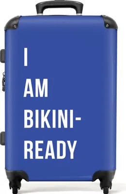 Produktbild von NoBoringSuitcases.com® Großer Koffer - Zitat - Ich bin bereit für den Bikini - Blau - Kombinationsschloss TSA - Hartschalen Trolley 4 Rollen - 72 liter - Reisekoffer - 66 cmKoffer Mittelgroß 67x43x25 cm, 72L,