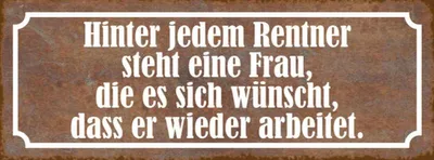 Produktbild von vianmo Holzschild 10x27 cm hinter jedem Rentner steht Frau Spruch Zitat