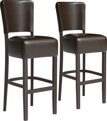 Produktbild von 2er-Set LUCA | Gastro Barhocker | Leder | Holz | Braun | mit Lehne | Gastro Barhocker