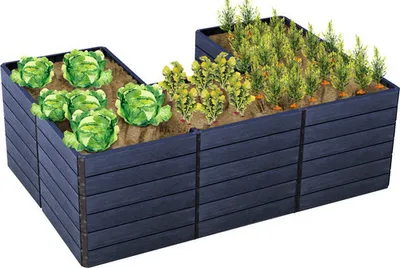 Produktbild von Hochbeet klassisch GARANTIA Ergo Quadro U L 75 inkl. Flora-Wassersparsystem 240 x 160 x 75 cm wood