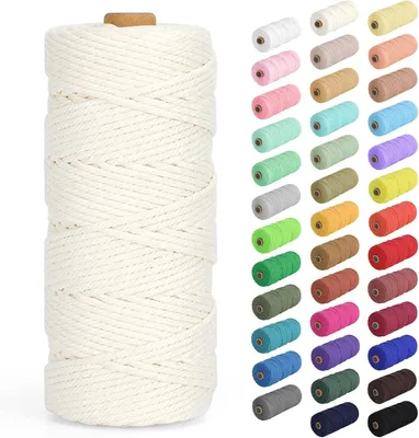 Image de Cordon en coton pour macramé, 3 mm x 100 m, tressé, multicolore, idéal pour les décorations faites maison