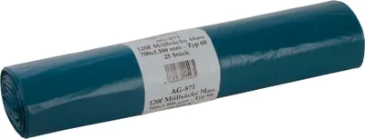 Produktbild von 250 Stück LDPE-Reg. Müllsäcke, blau, 700x1.100mm, Typ 60, gerollt, 120l