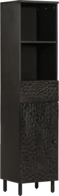 Produktbild von Badschrank Schwarz 38x33x160 cm Massivholz Mango