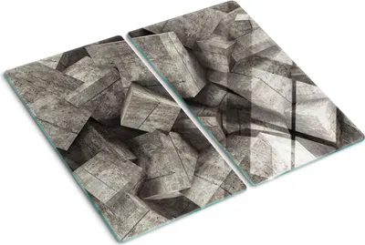 Produktbild von Tulup Glas-Herdabdeckplatte - 2x30x52cm - Glaskeramikkochfeld-Abdeckung Spritzschutz Zweiteilig Betonwürfel