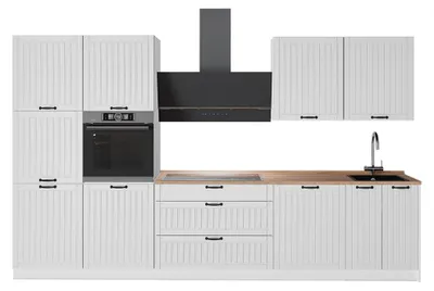 Produktbild von Küchenzeile Vicco Fame-Line Weiß Landhaus/Weiß 340 cm, AP Eiche, Model 64644