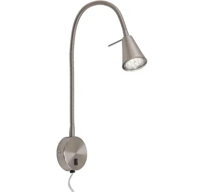 Image de BRILONER TUSA Lampe de lecture LED orientable bras flexible 45 cm 4 W 400 lm 3000 K lumière blanc chaud avec interrupteur nickel mat lampe chevet chambre