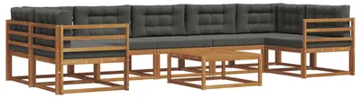 Produktbild von vidaXL Outdoor-Sofagarnitur mit Kissen 8 pcs Natur und Anthrazit