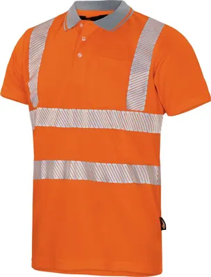 Produktbild von Vizwell Herren Warnschutz Poloshirt VWPS3N Coolpass Gr. 3XL orange