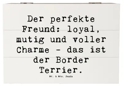 Produktbild von Mr. & Mrs. Panda Geschenkbox Spruch Border Terrier Freund 22 x 15 cm - Weiß - Geschenk, Hunderasse, soziale Hunde, Hunderassen, liebevoller Hund, Familienhund, mit deckel
