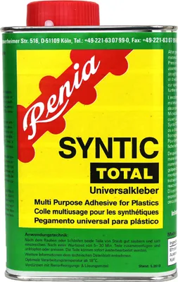 Produktbild von Renia Syntic Total 850g Dose mit Pinsel – Hochwertiger Polyurethan-Klebstoff , ideal für PVC, TR, Gummi & Kunststoffe – Transparent & Profi-Qualität
